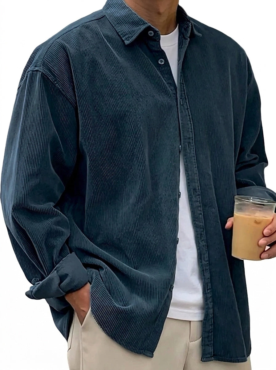 Camisa de pana de corte oversize para hombre-Shirts for men-Casaluzia