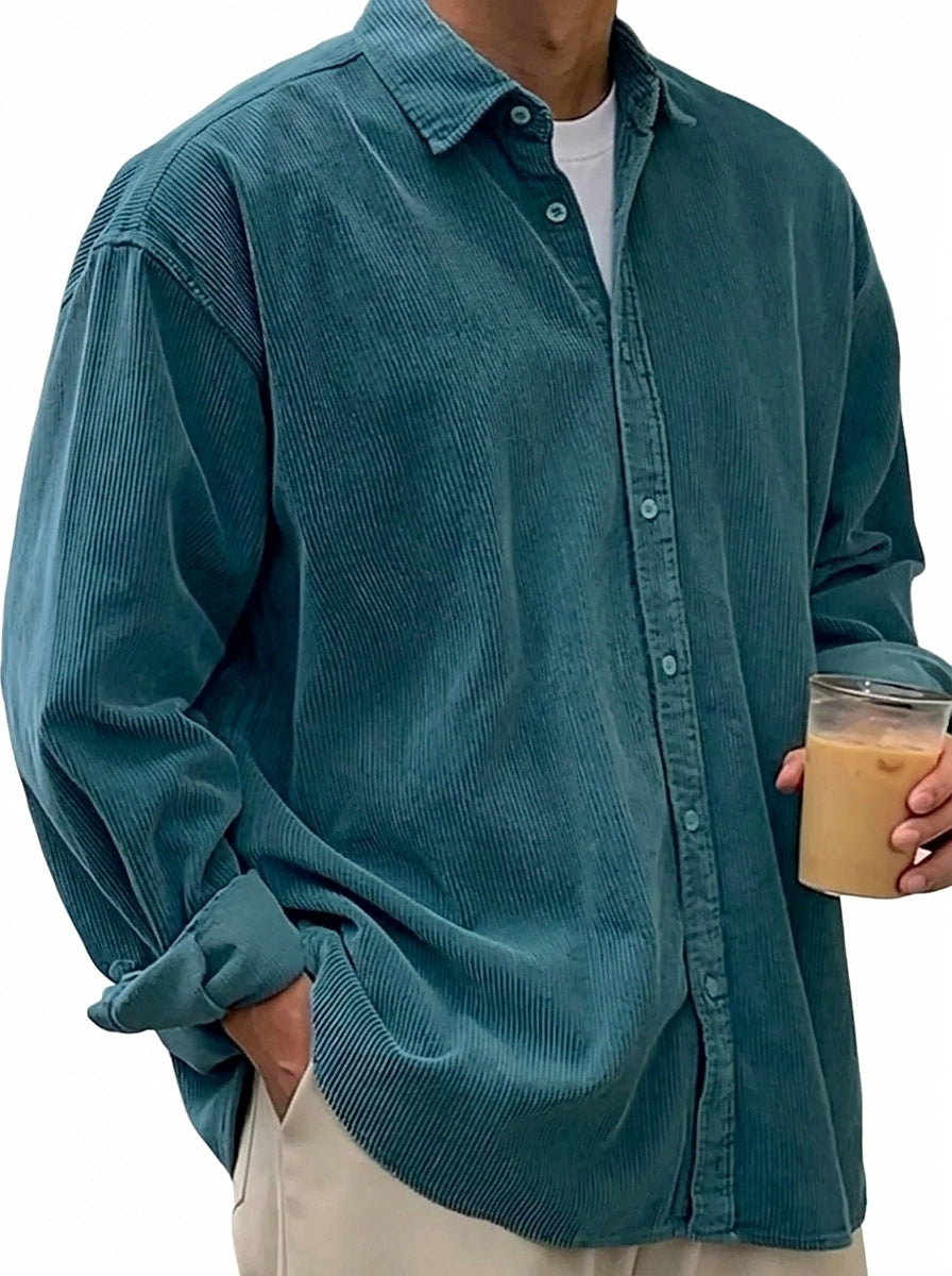 Camisa de pana de corte oversize para hombre-Shirts for men-Casaluzia
