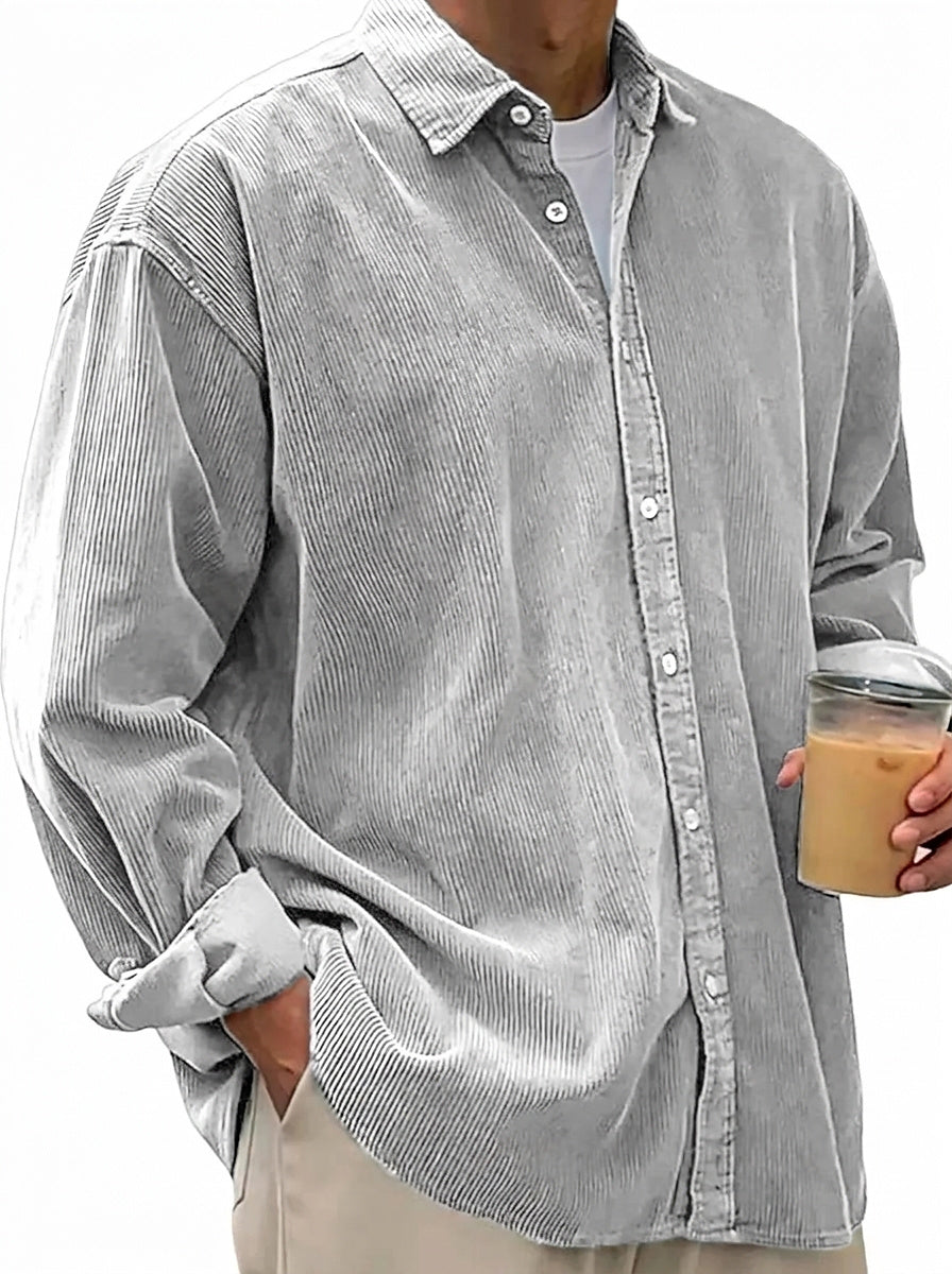 Camisa de pana de corte oversize para hombre-Shirts for men-Casaluzia