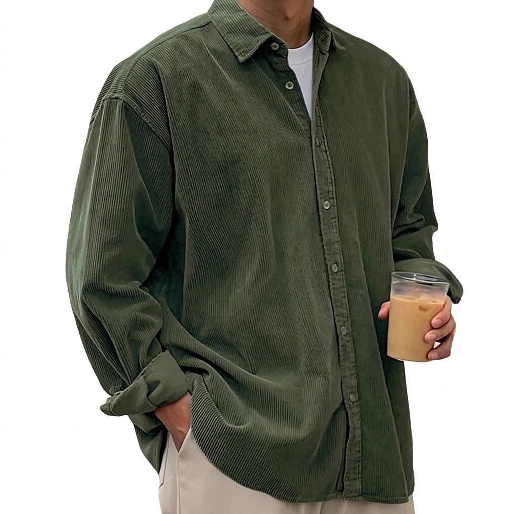Camisa de pana de corte oversize para hombre-Shirts for men-Casaluzia