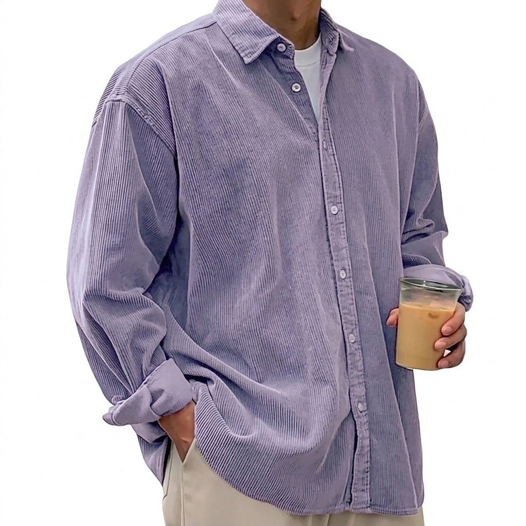 Camisa de pana de corte oversize para hombre-Shirts for men-Casaluzia
