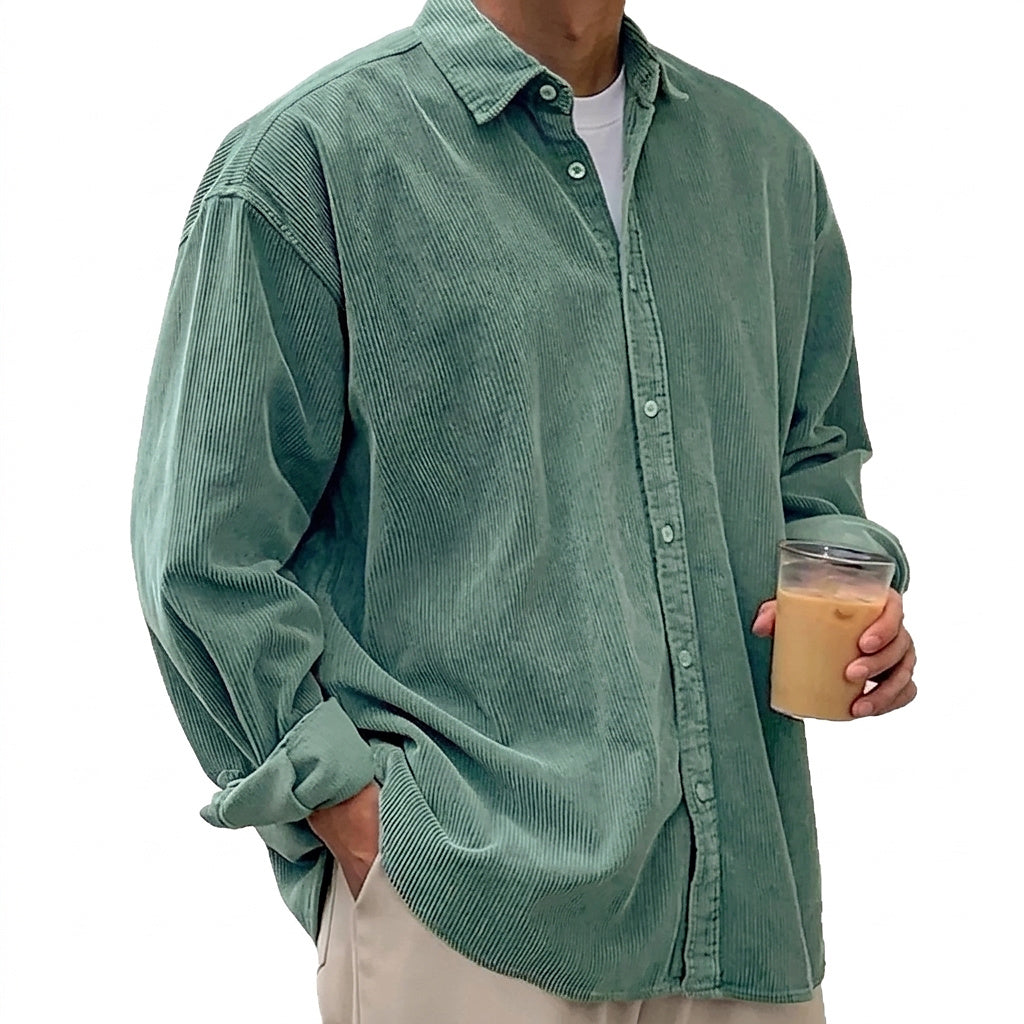 Camisa de pana de corte oversize para hombre-Shirts for men-Casaluzia