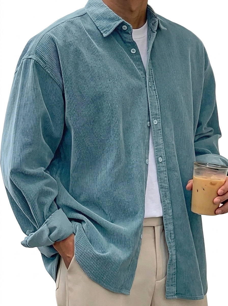 Camisa de pana de corte oversize para hombre-Shirts for men-Casaluzia