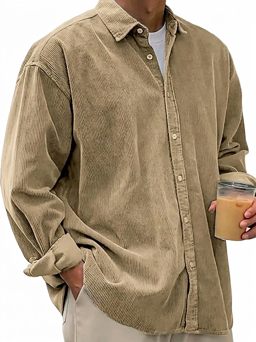Camisa de pana de corte oversize para hombre-Shirts for men-Casaluzia