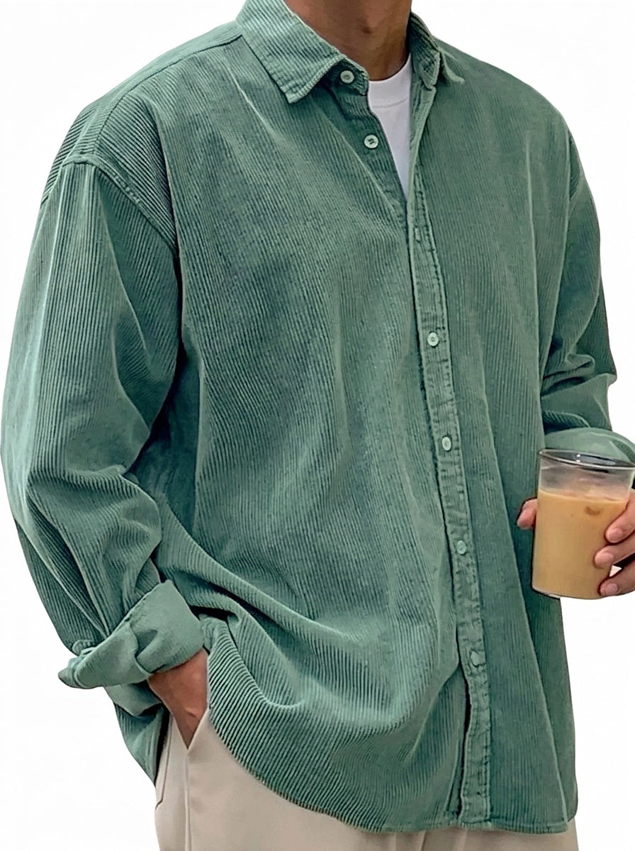 Camisa de pana de corte oversize para hombre-Shirts for men-Casaluzia