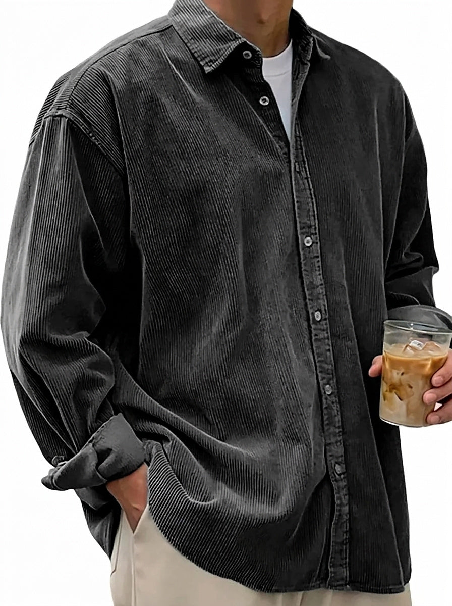 Camisa de pana de corte oversize para hombre-Shirts for men-Casaluzia