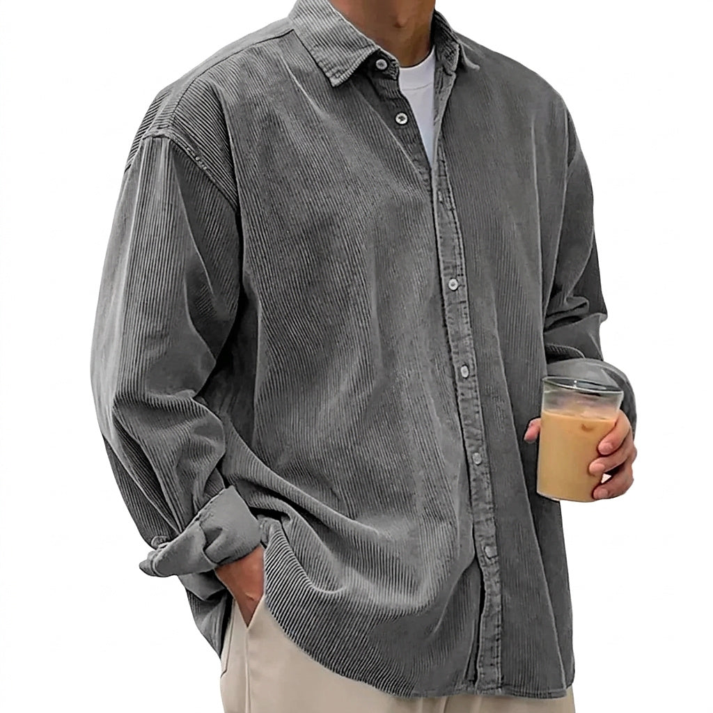Camisa de pana de corte oversize para hombre-Shirts for men-Casaluzia