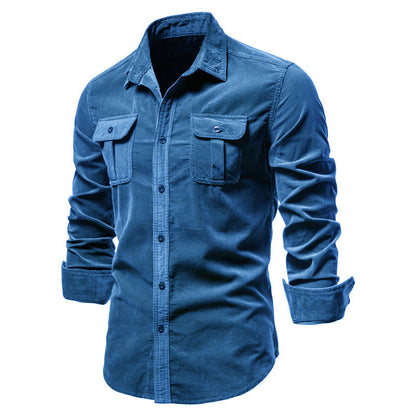 Camisa para hombre con bolsillos en el pecho y cierre de botones-Shirts for men-Casaluzia