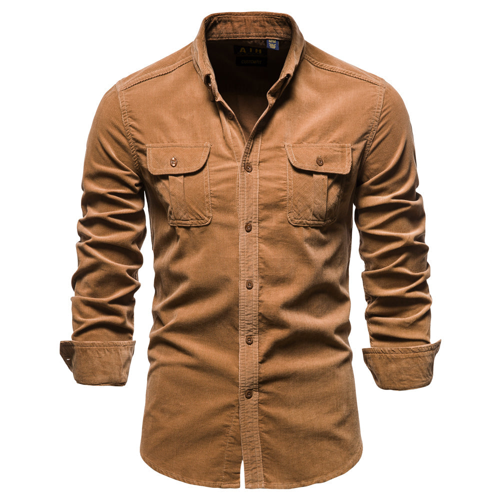 Camisa para hombre con bolsillos en el pecho y cierre de botones-Shirts for men-Casaluzia