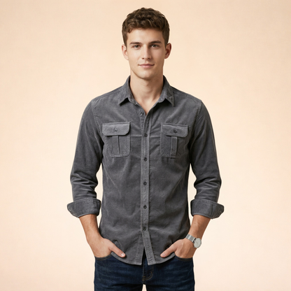 Camisa para hombre con bolsillos en el pecho y cierre de botones-Shirts for men-Casaluzia