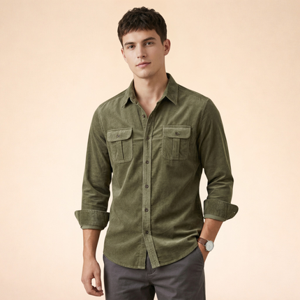 Camisa para hombre con bolsillos en el pecho y cierre de botones-Shirts for men-Casaluzia