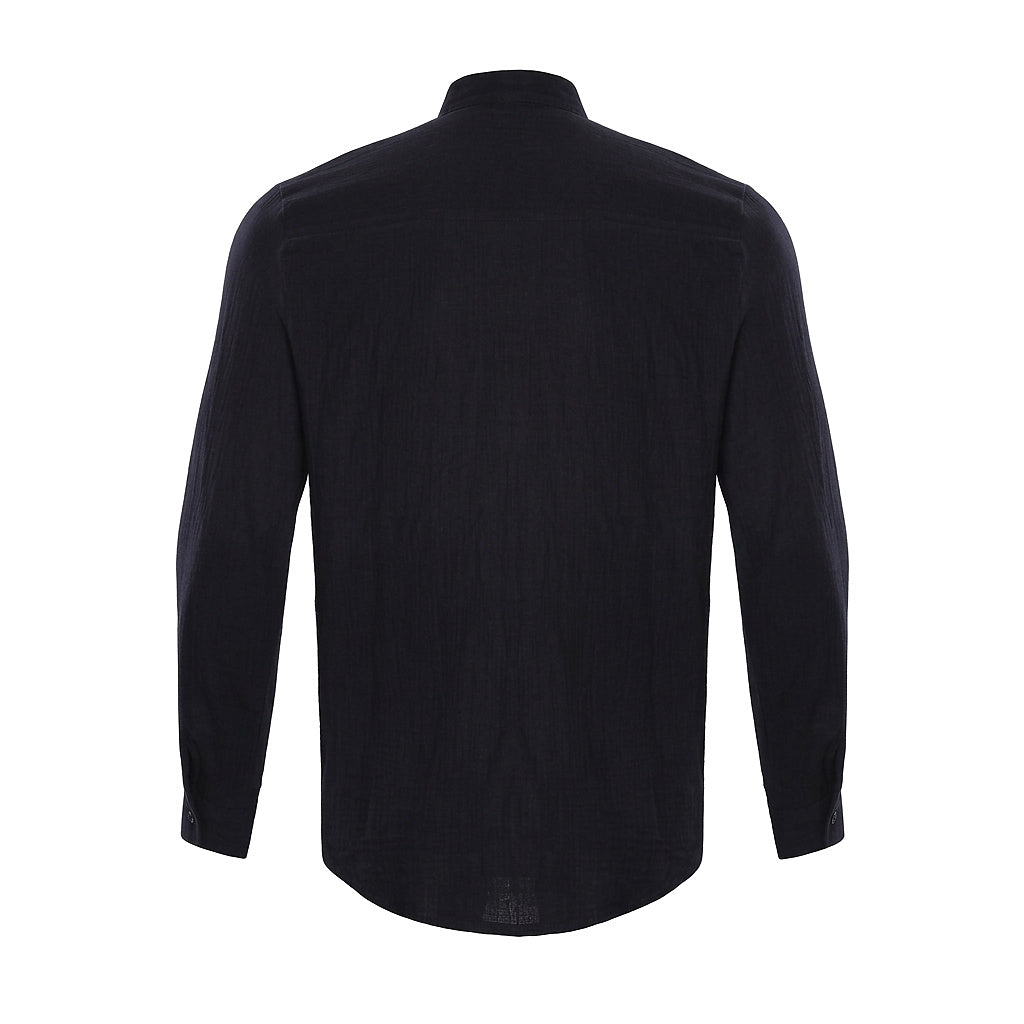 Camisa para hombre con cuello banda y cierre de botones frontal-Shirts for men-Casaluzia