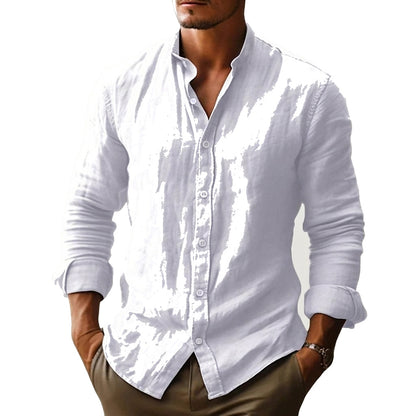 Camisa para hombre con cuello banda y cierre de botones frontal-Shirts for men-Casaluzia