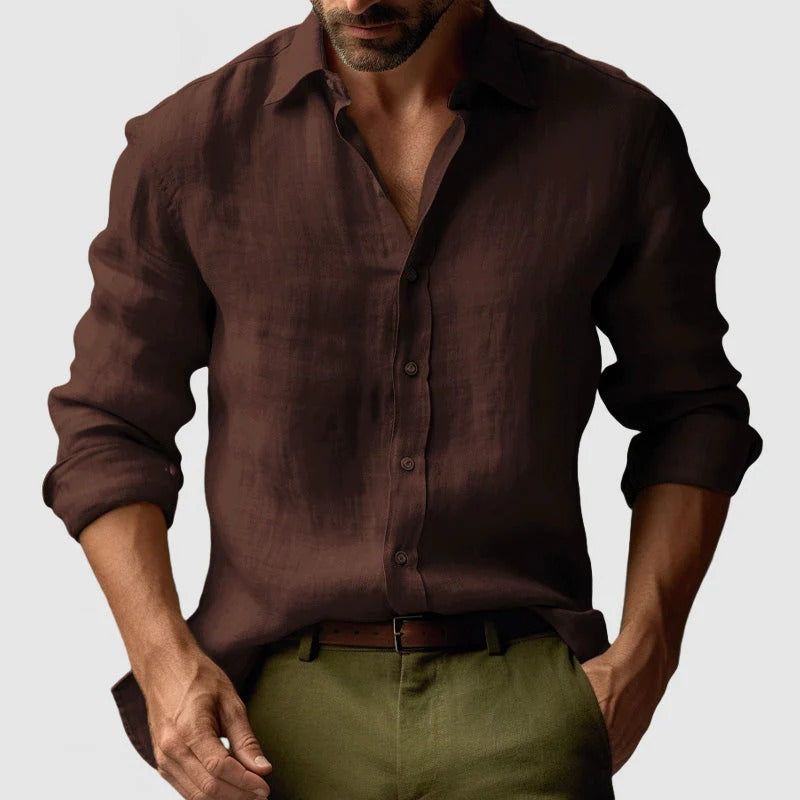 Camisa para hombre de manga larga con cuello de solapa y botones-Shirts for men-Casaluzia