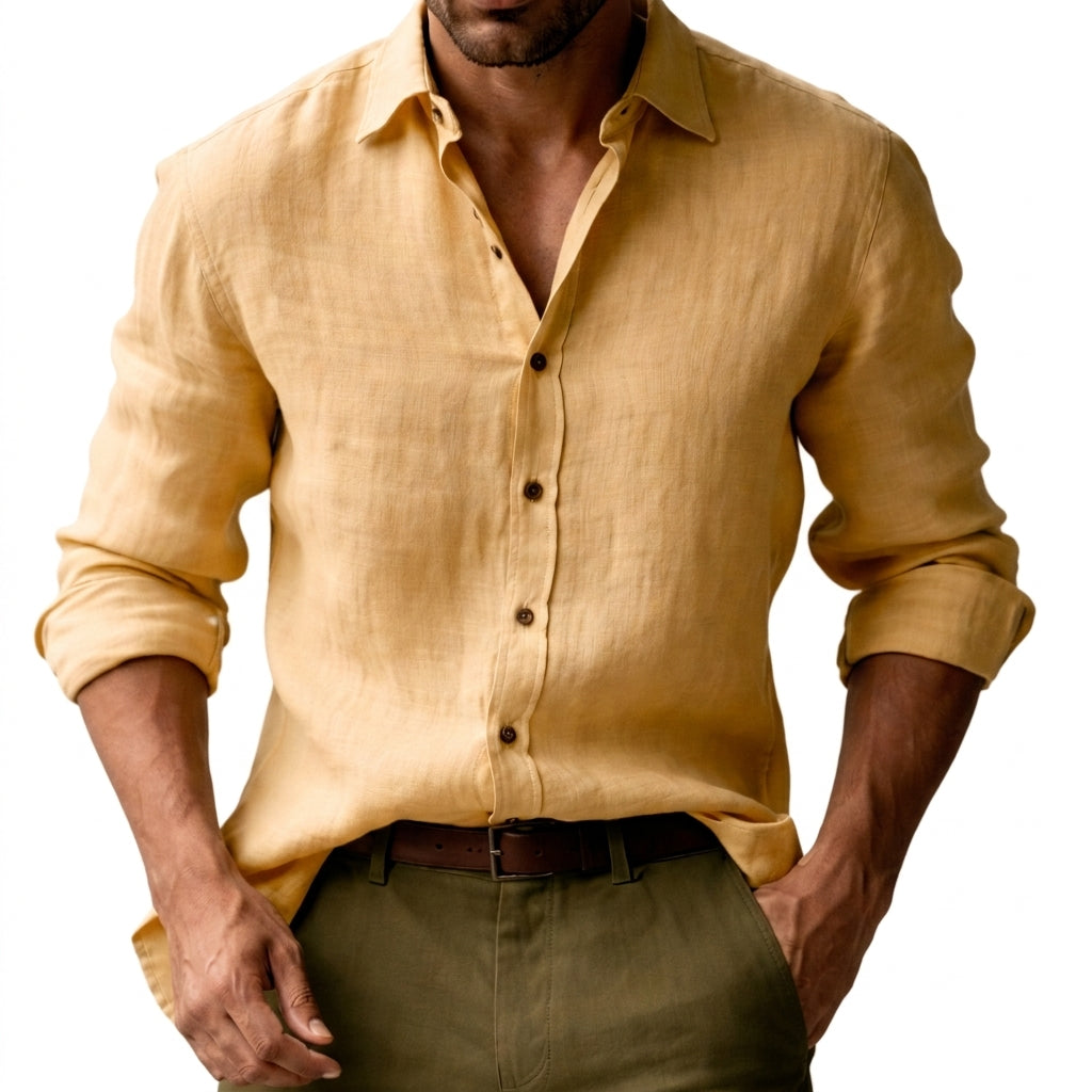 Camisa para hombre de manga larga con cuello de solapa y botones-Shirts for men-Casaluzia
