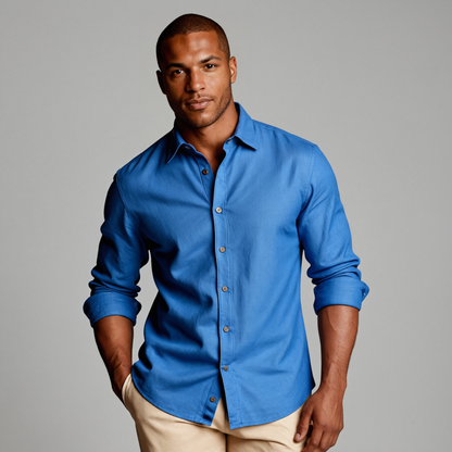 Camisa para hombre de manga larga con cuello de solapa y botones-Shirts for men-Casaluzia