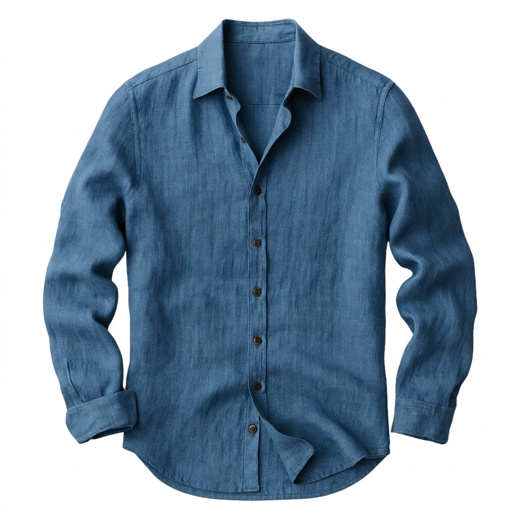 Camisa para hombre de manga larga con cuello de solapa y botones-Shirts for men-Casaluzia