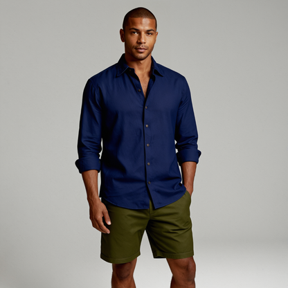 Camisa para hombre de manga larga con cuello de solapa y botones-Shirts for men-Casaluzia