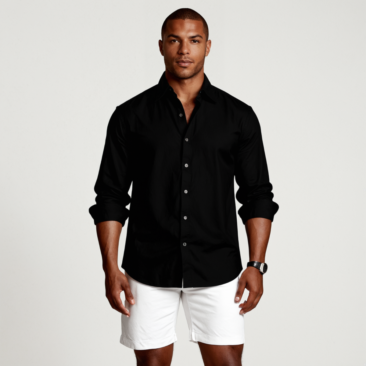 Camisa para hombre de manga larga con cuello de solapa y botones-Shirts for men-Casaluzia