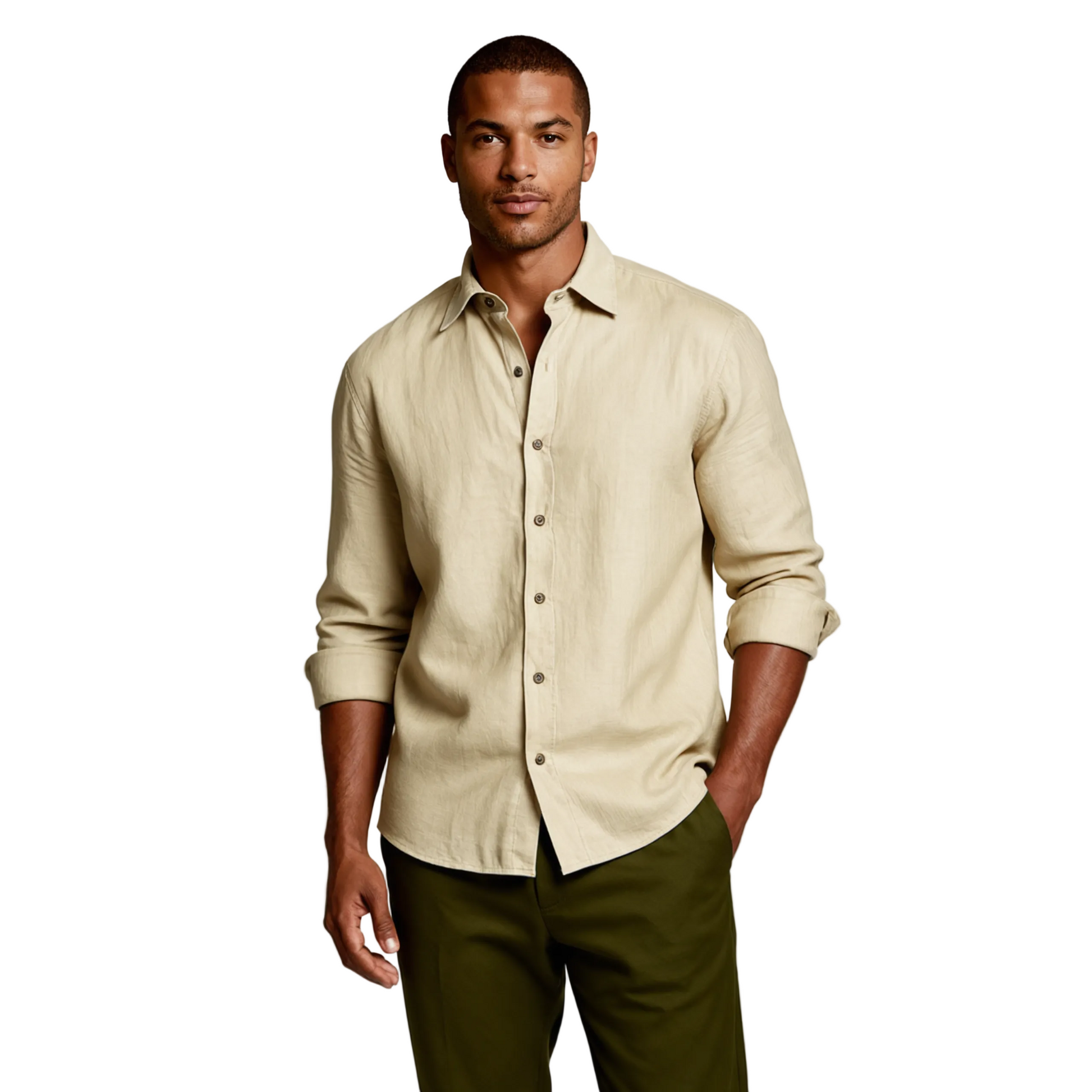 Camisa para hombre de manga larga con cuello de solapa y botones-Shirts for men-Casaluzia