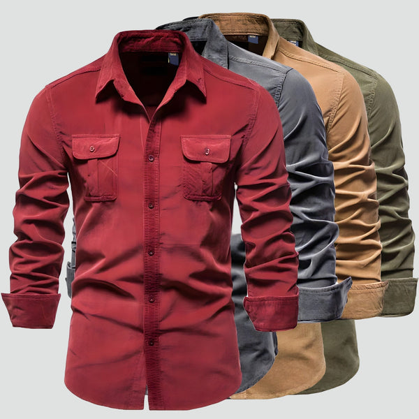 Camisa utilitaria de manga larga con botones para hombre-Shirts for men-Casaluzia