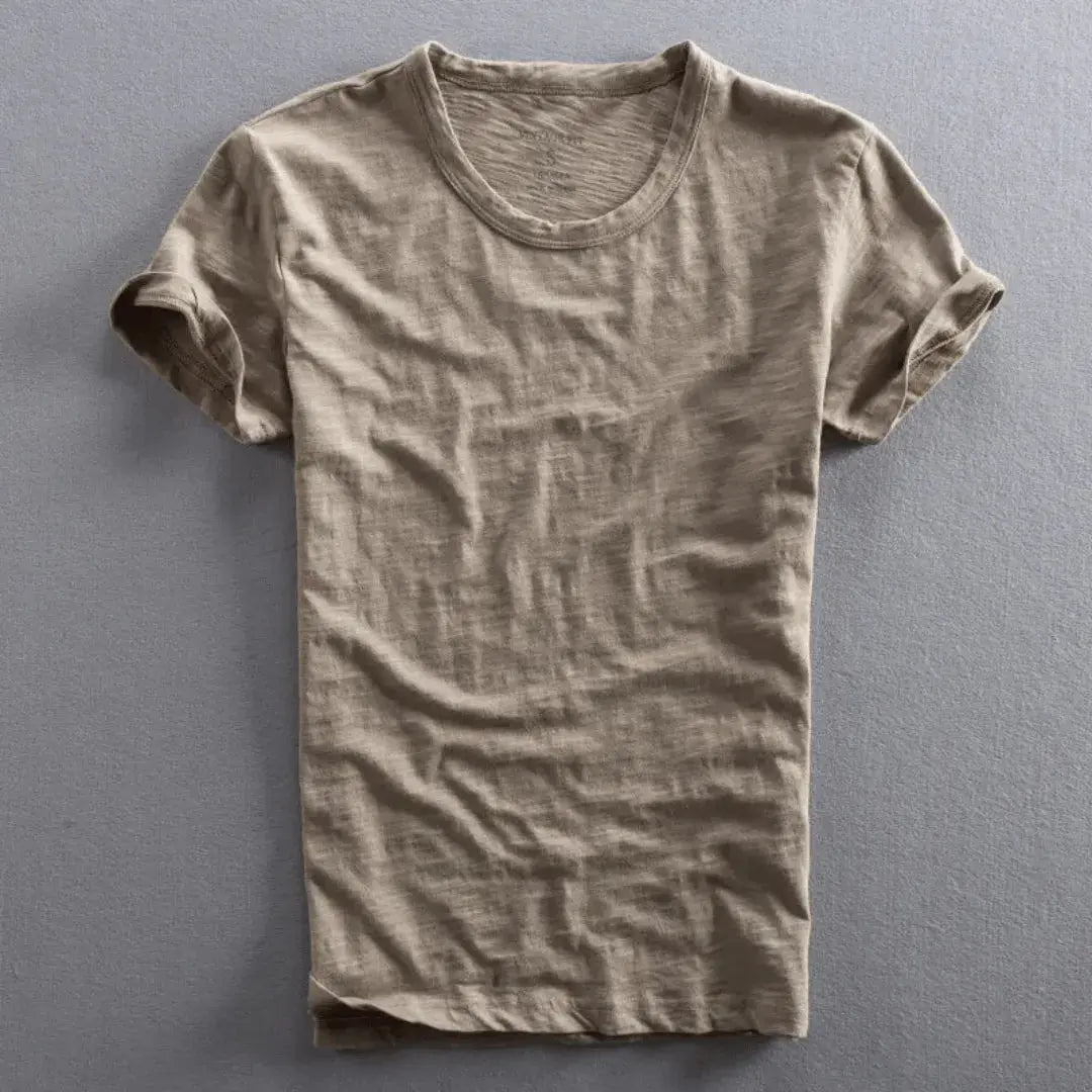 Camiseta de cuello redondo con textura slub para hombre-Men's T-shirts-Casaluzia