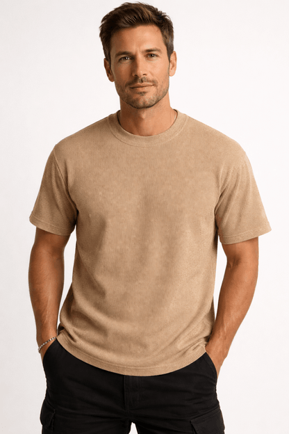 Camiseta de cuello redondo texturizada para hombre-T-Shirts & Polos for men-Casaluzia