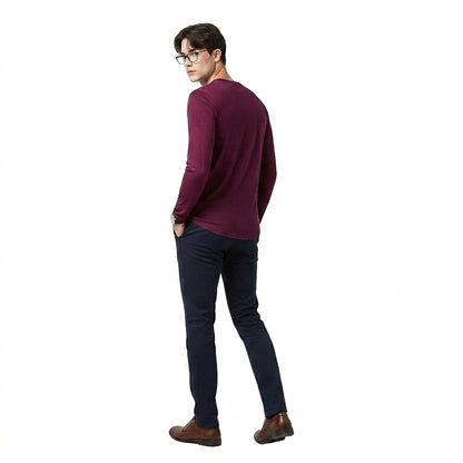 Camiseta de hombre tipo Henley de manga larga con botones y textura flameada-Shirts for men-Casaluzia