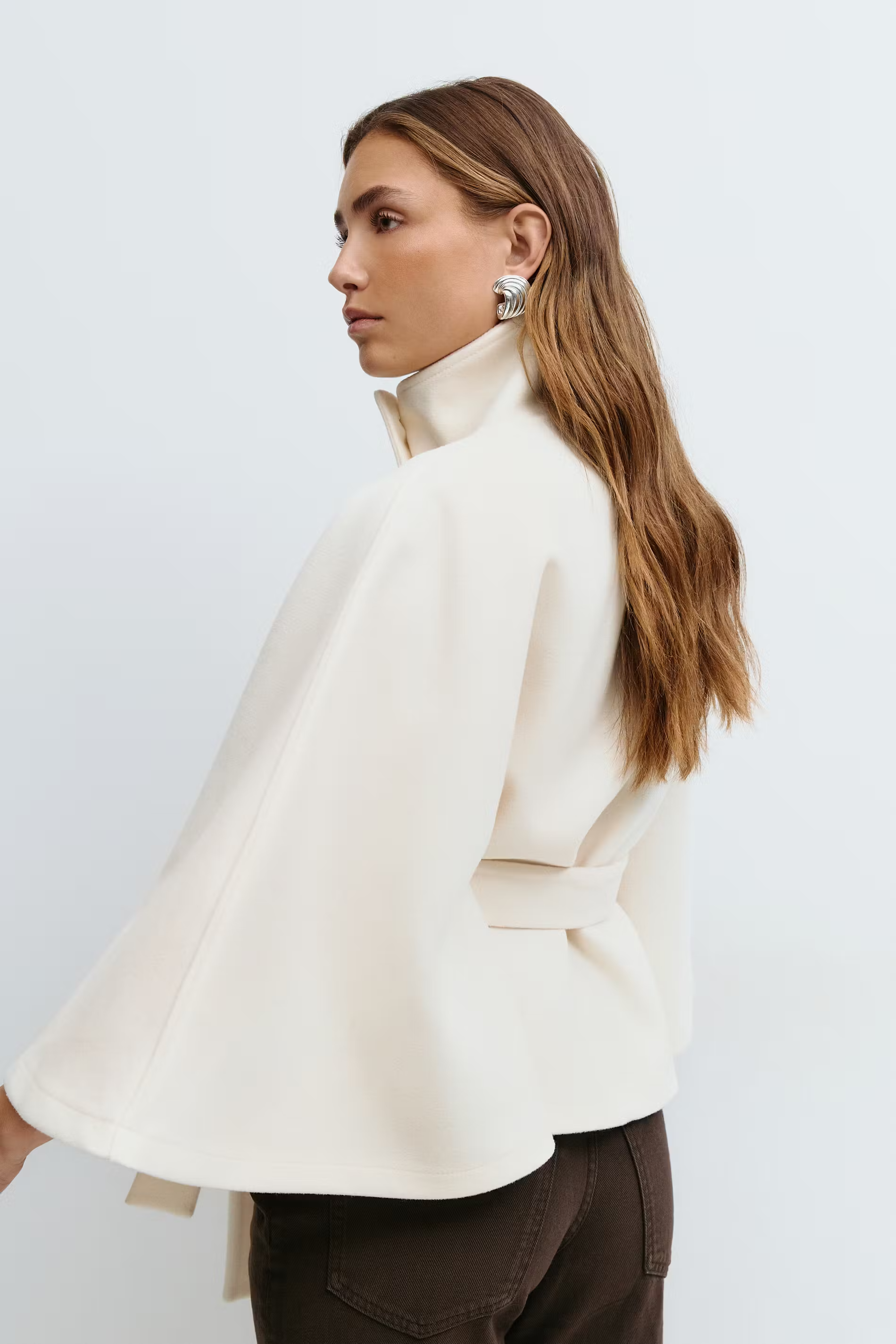 Capa mujer con cuello alto y cinturón para anudar-Coat for women-Casaluzia