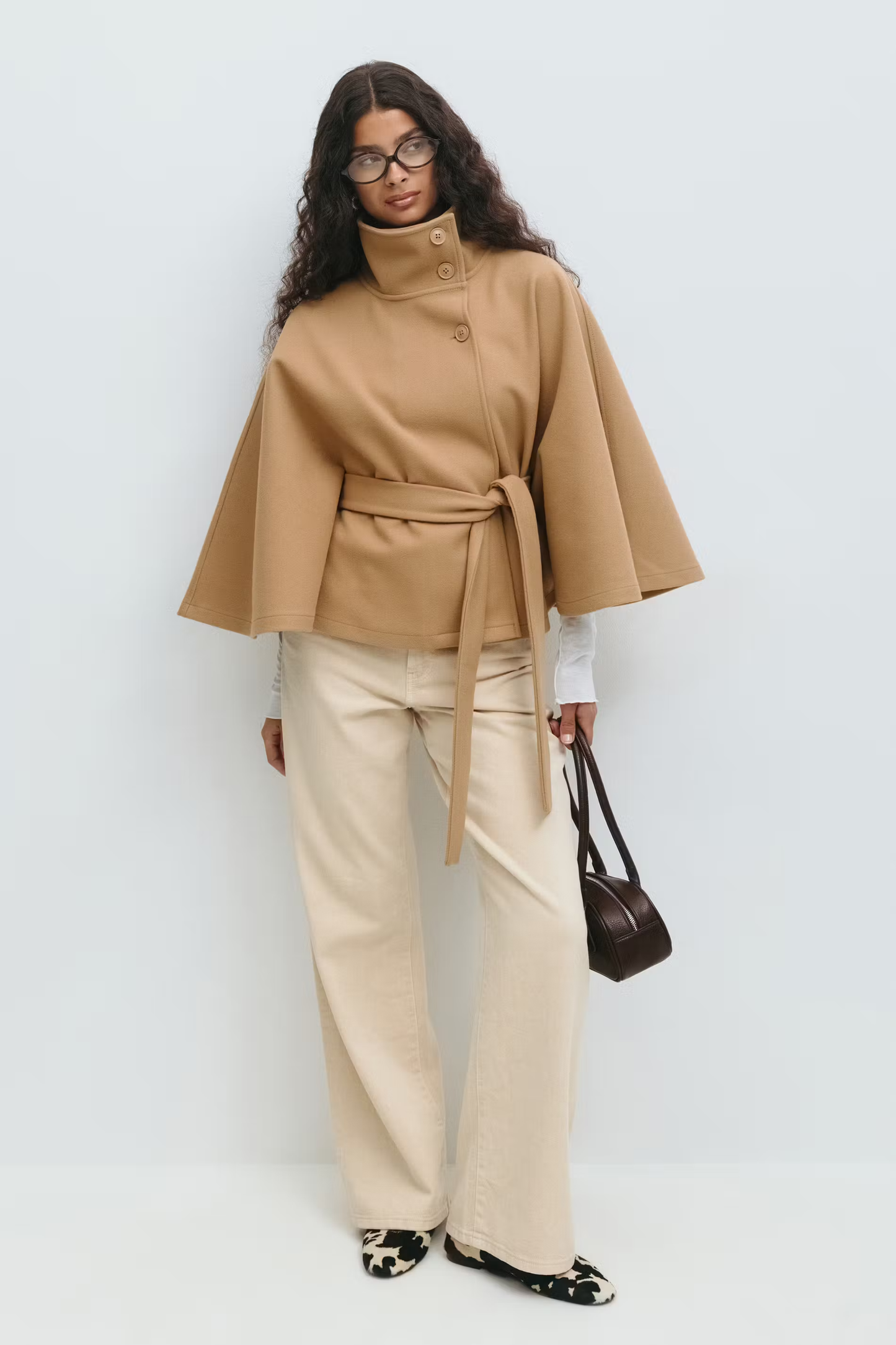 Capa mujer con cuello alto y cinturón para anudar-Coat for women-Casaluzia