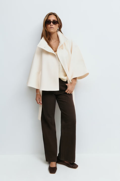 Capa mujer con cuello alto y cinturón para anudar-Coat for women-Casaluzia