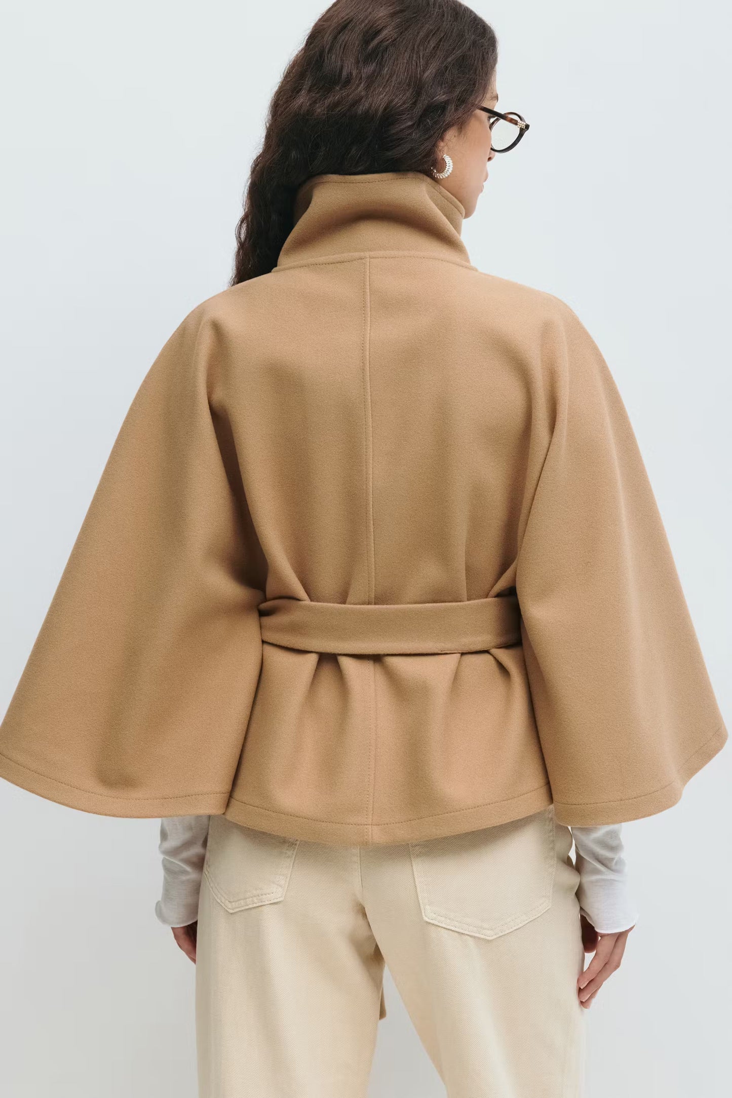 Capa mujer con cuello alto y cinturón para anudar-Coat for women-Casaluzia