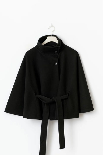 Capa mujer con cuello alto y cinturón para anudar-Coat for women-Casaluzia