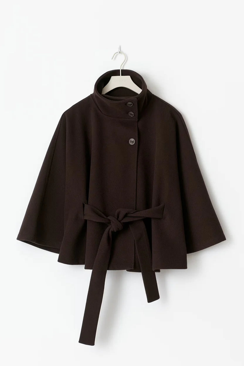 Capa mujer con cuello alto y cinturón para anudar-Coat for women-Casaluzia