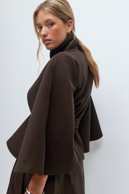 Capa mujer con cuello alto y cinturón para anudar-Coat for women-Casaluzia