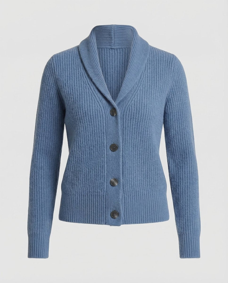 Cárdigan de punto acanalado para mujer con cuello chal-Cardigan for women-Casaluzia