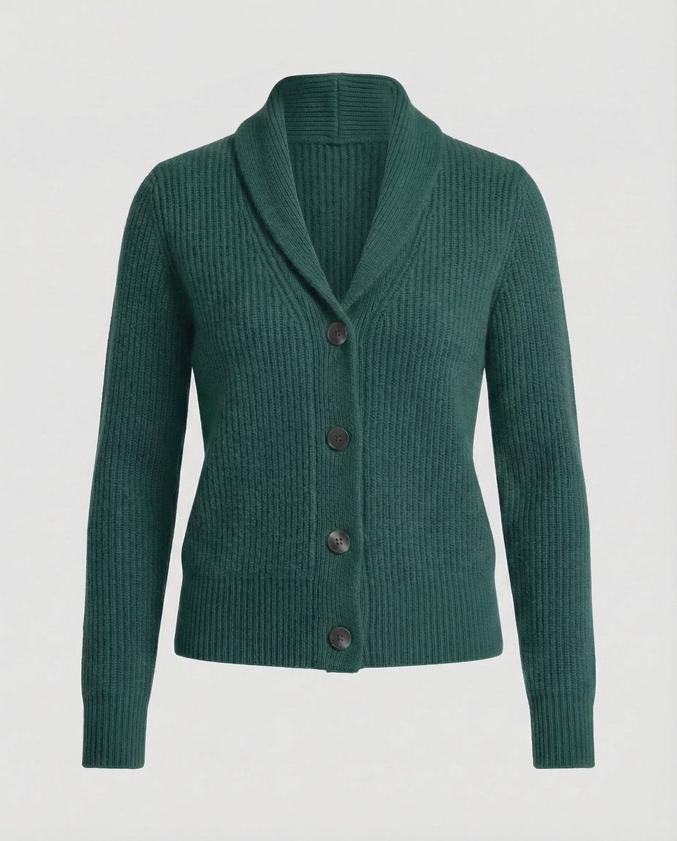 Cárdigan de punto acanalado para mujer con cuello chal-Cardigan for women-Casaluzia