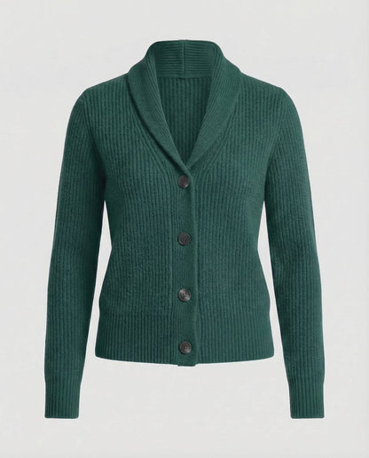 Cárdigan de punto acanalado para mujer con cuello chal-Cardigan for women-Casaluzia
