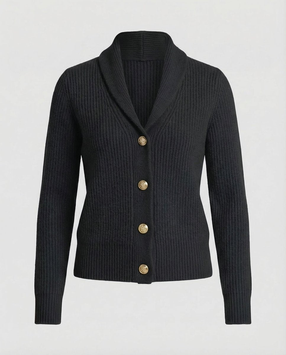 Cárdigan de punto acanalado para mujer con cuello chal-Cardigan for women-Casaluzia