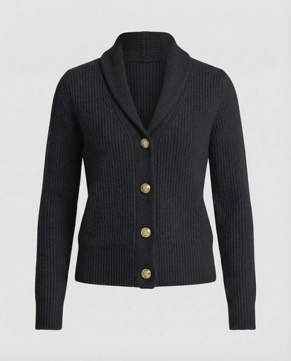 Cárdigan de punto acanalado para mujer con cuello chal-Cardigan for women-Casaluzia