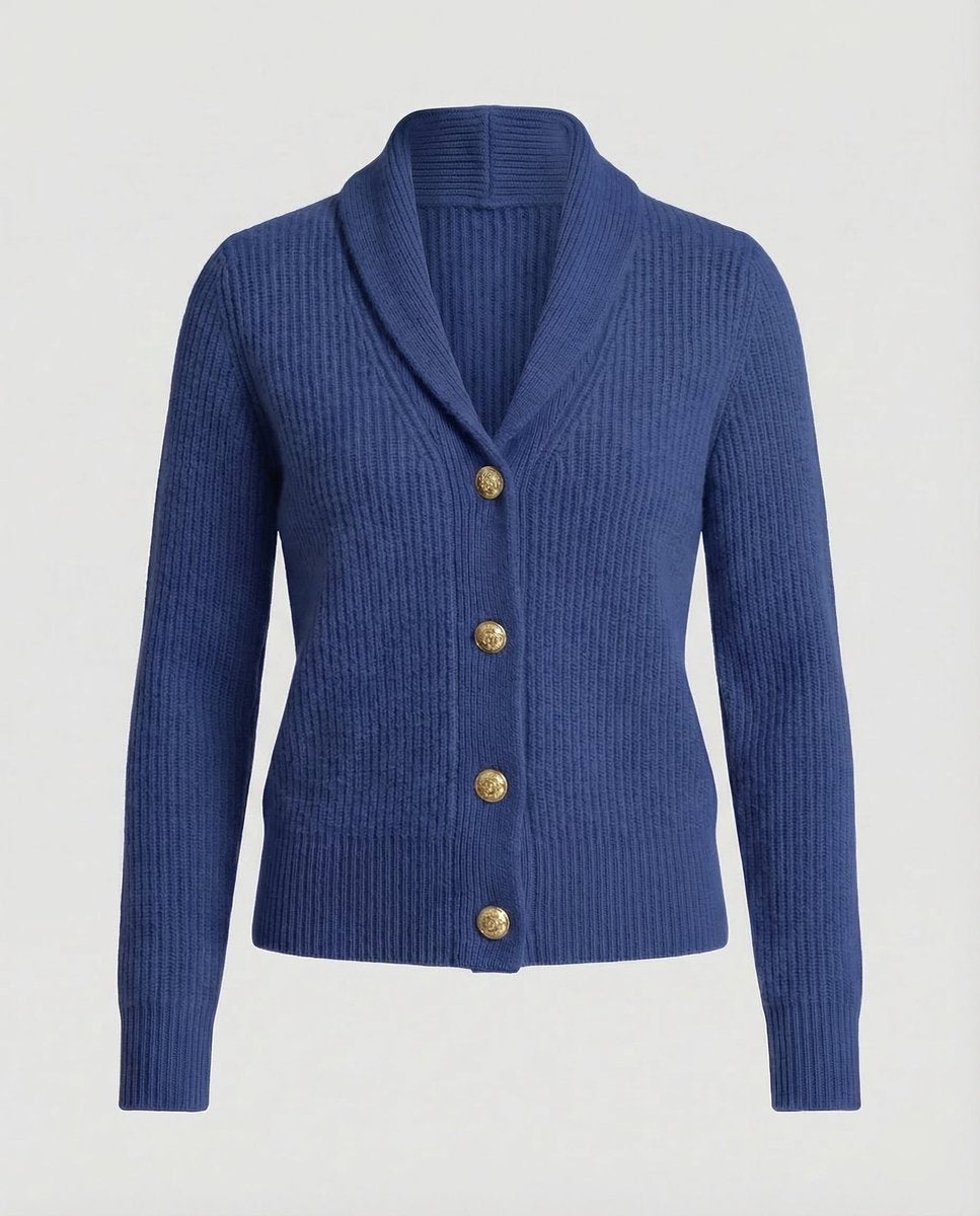 Cárdigan de punto acanalado para mujer con cuello chal-Cardigan for women-Casaluzia