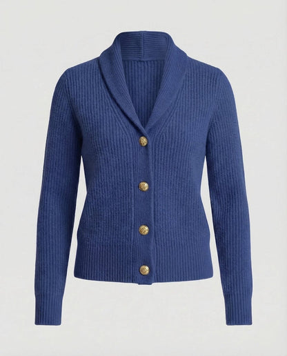 Cárdigan de punto acanalado para mujer con cuello chal-Cardigan for women-Casaluzia