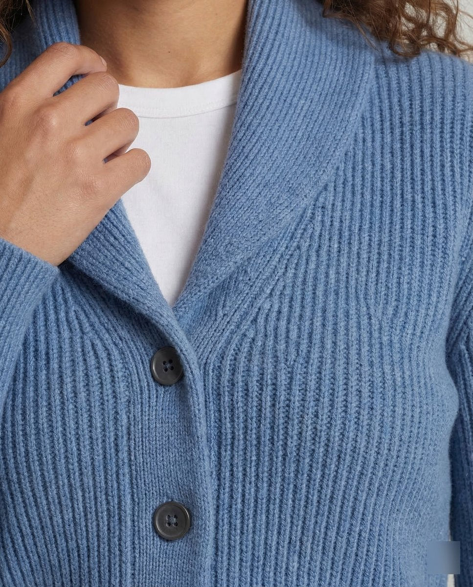 Cárdigan de punto acanalado para mujer con cuello chal-Cardigan for women-Casaluzia