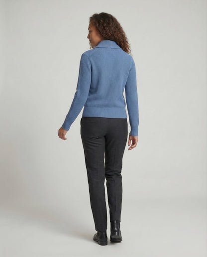 Cárdigan de punto acanalado para mujer con cuello chal-Cardigan for women-Casaluzia