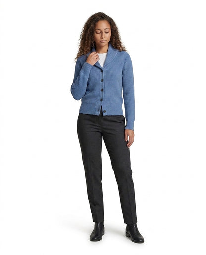 Cárdigan de punto acanalado para mujer con cuello chal-Cardigan for women-Casaluzia