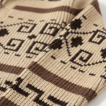 Cárdigan de punto con cremallera, cuello chal y estampado geométrico para hombre-Cardigan for men-Casaluzia