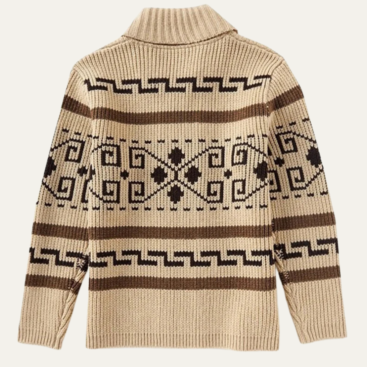 Cárdigan de punto con cremallera, cuello chal y estampado geométrico para hombre-Cardigan for men-Casaluzia