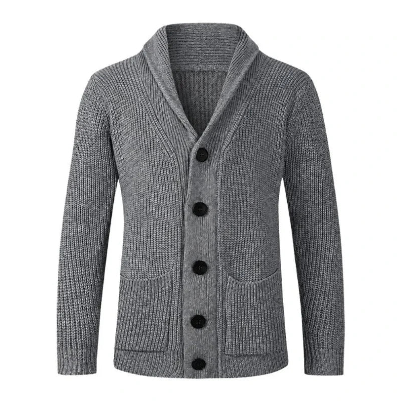 Cárdigan de punto con cuello chal y botones para hombre-Cardigan for men-Casaluzia