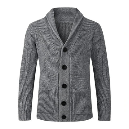 Cárdigan de punto con cuello chal y botones para hombre-Cardigan for men-Casaluzia
