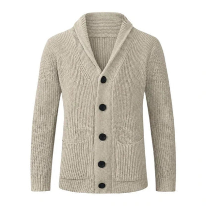 Cárdigan de punto con cuello chal y botones para hombre-Cardigan for men-Casaluzia